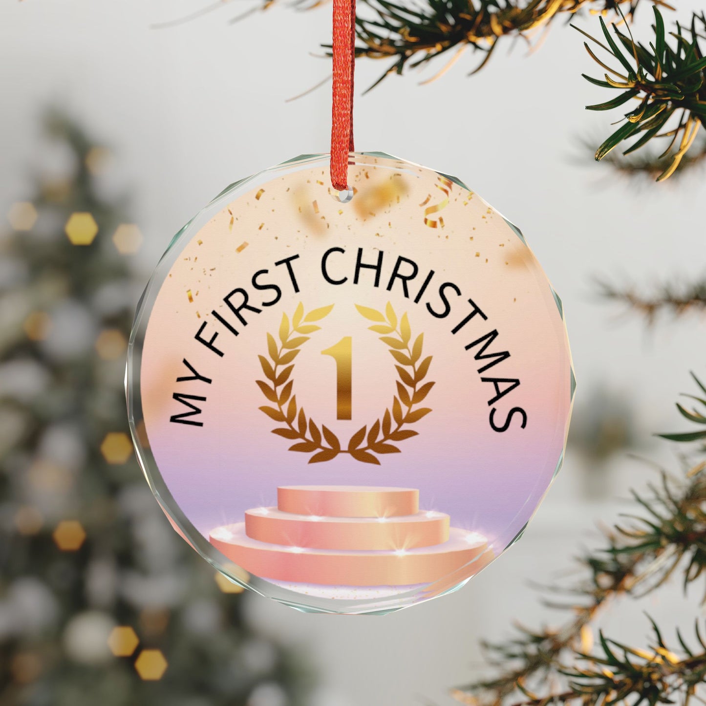 Heart-Shaped Crystal Ornament for Baby's First Christmas/ Holiday