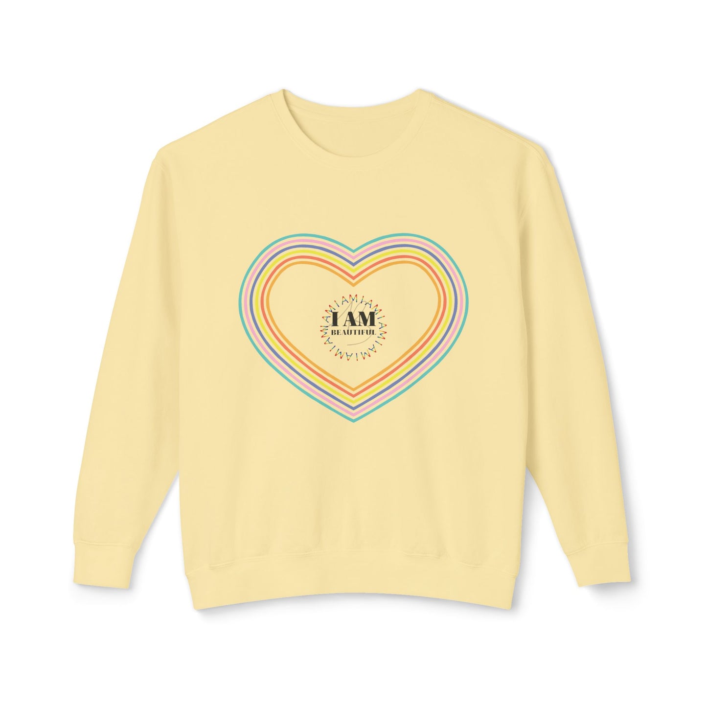 I am beautiful Colorful Rainbow Heart Crewneck Sweatshirt