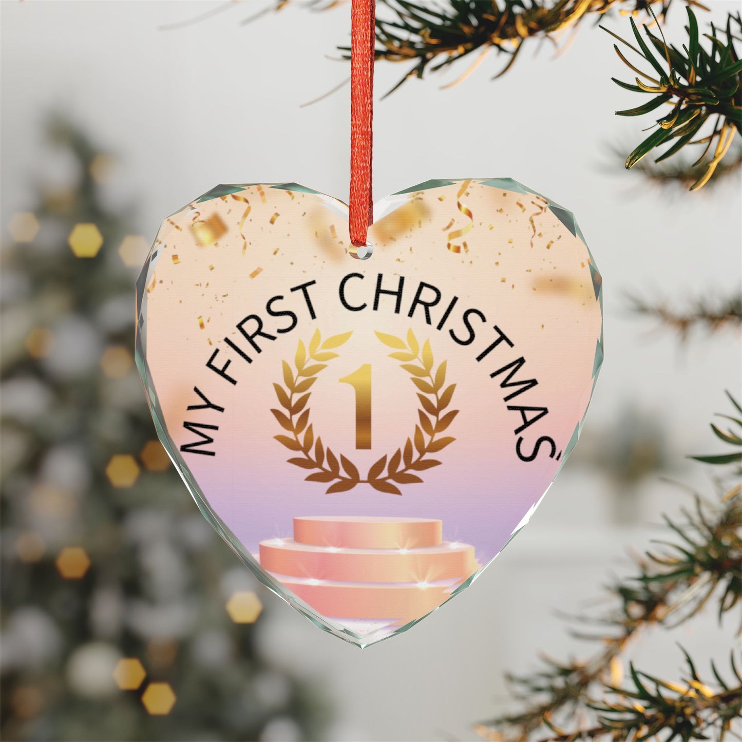 Heart-Shaped Crystal Ornament for Baby's First Christmas/ Holiday