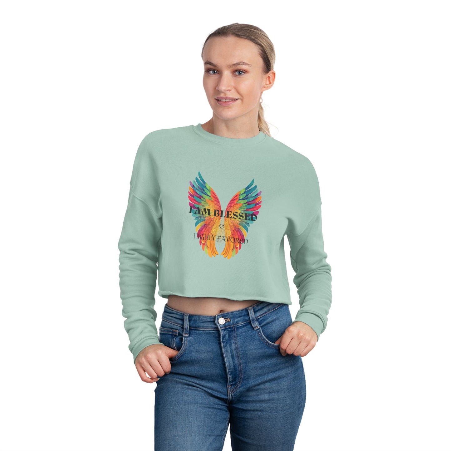 'I Am Blessed' Women's Cropped Sweatshirt/ Women's / Back to school