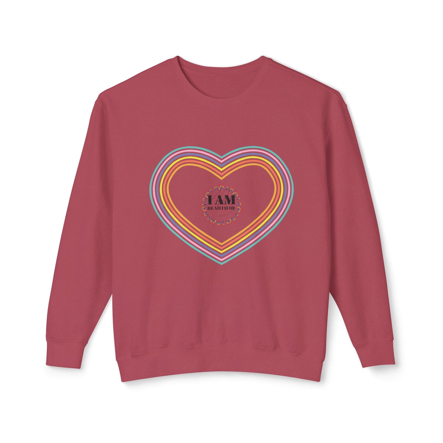 I am beautiful Colorful Rainbow Heart Crewneck Sweatshirt