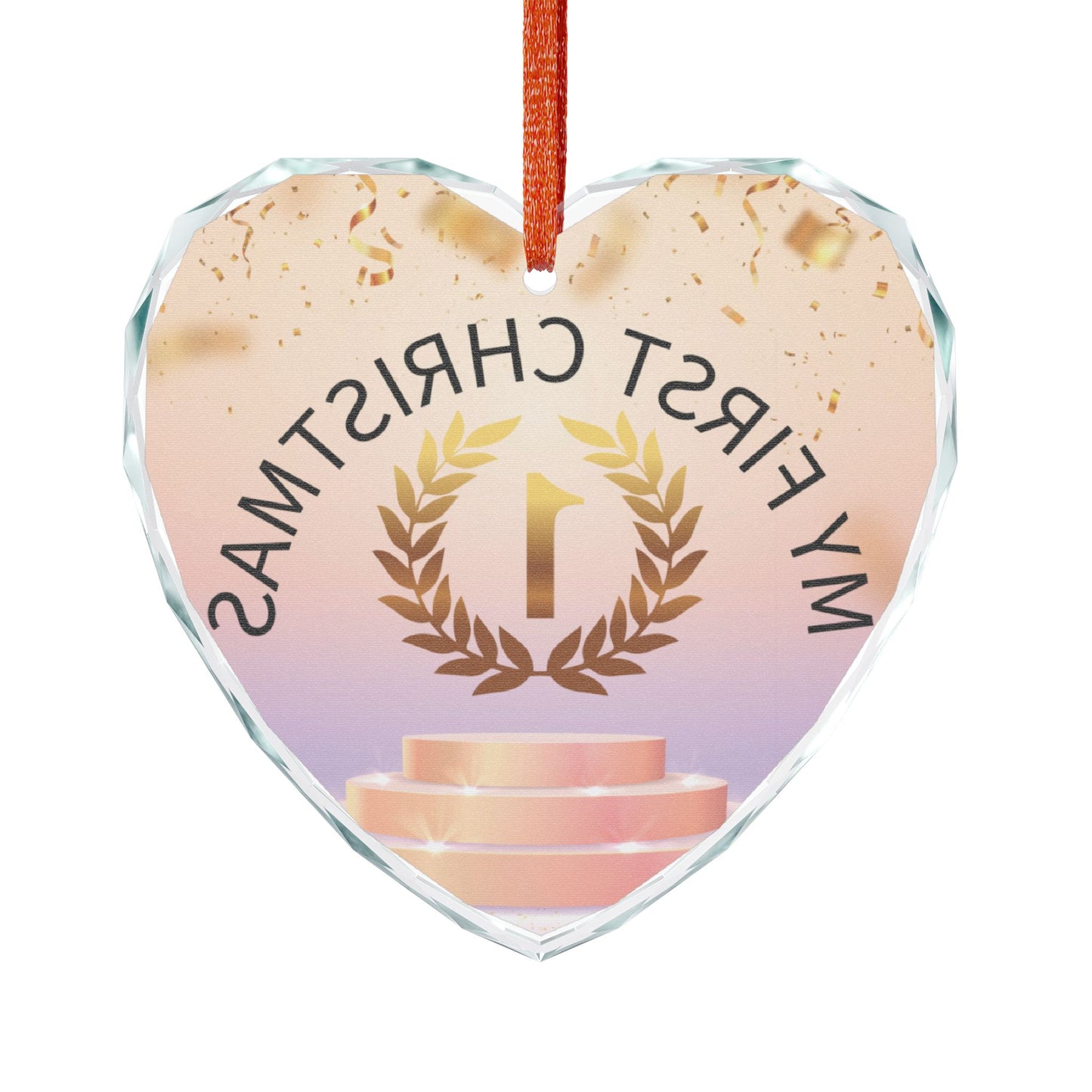 Heart-Shaped Crystal Ornament for Baby's First Christmas/ Holiday