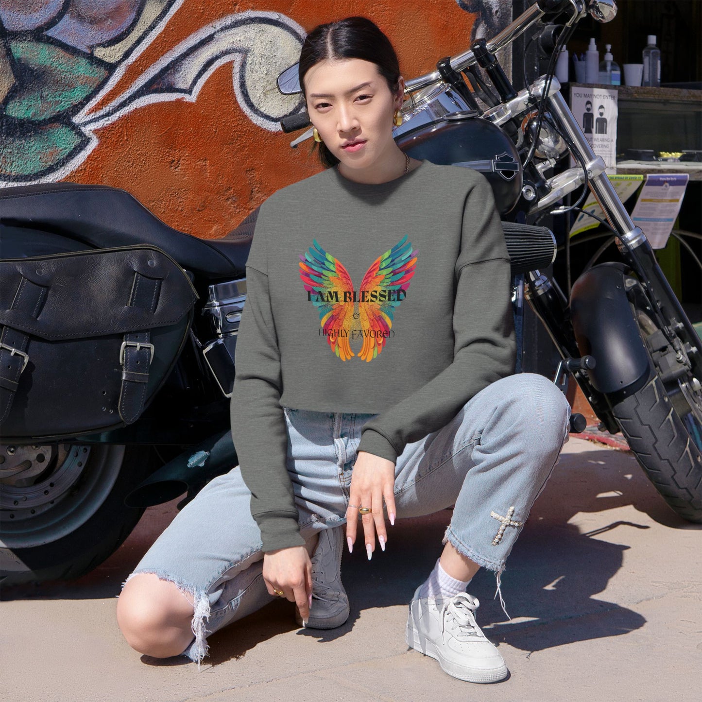 'I Am Blessed' Women's Cropped Sweatshirt/ Women's / Back to school
