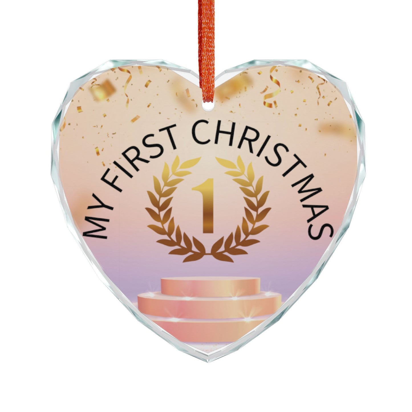 Heart-Shaped Crystal Ornament for Baby's First Christmas/ Holiday