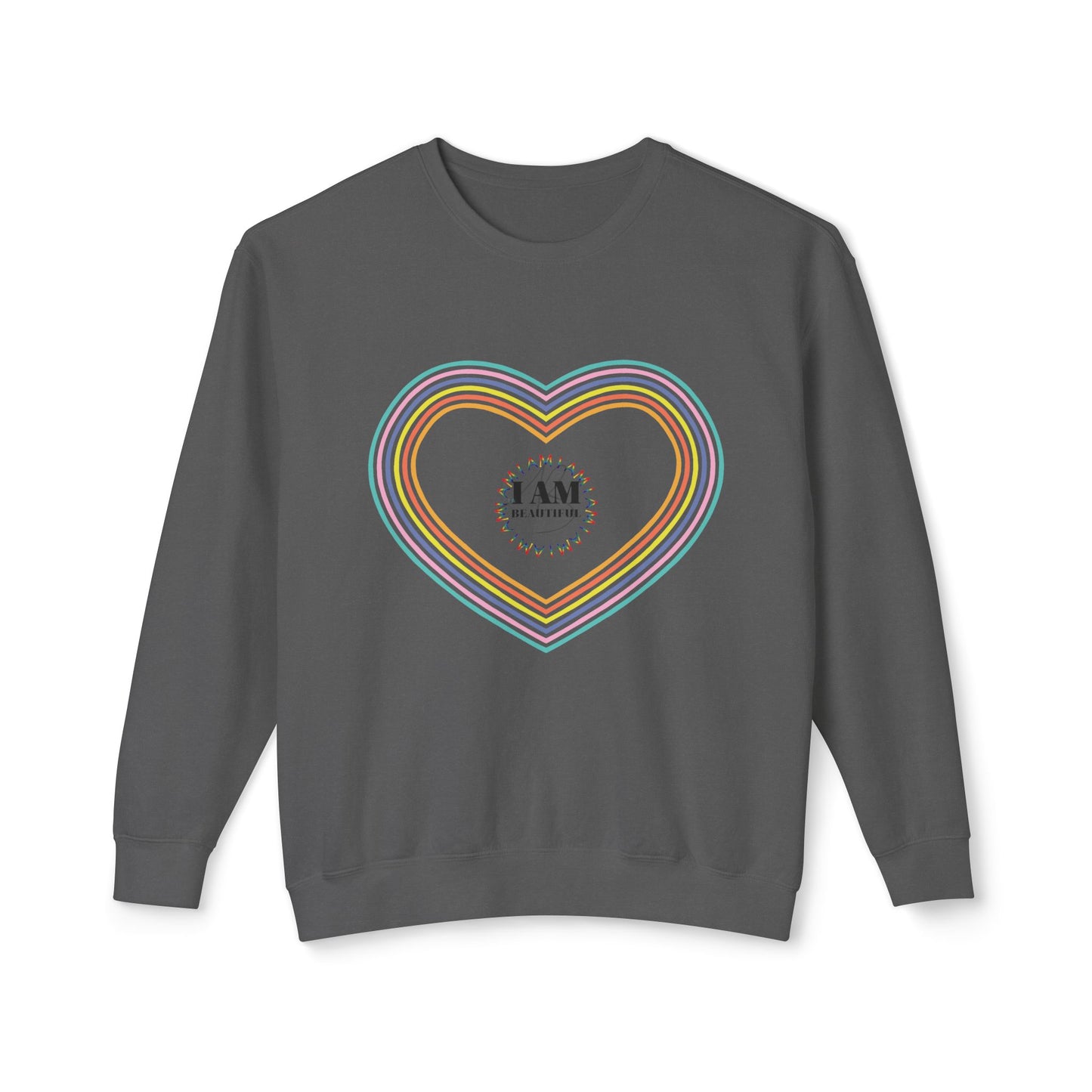 I am beautiful Colorful Rainbow Heart Crewneck Sweatshirt