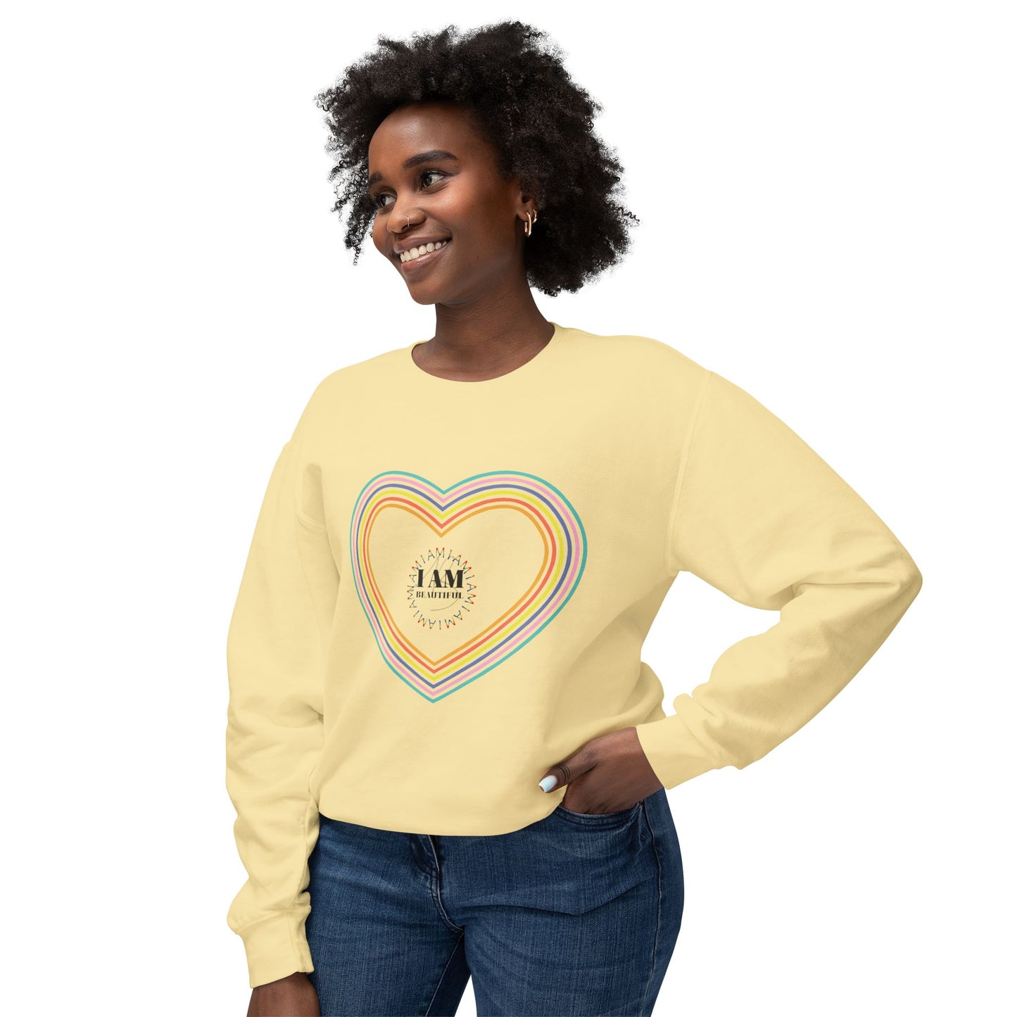 I am beautiful Colorful Rainbow Heart Crewneck Sweatshirt