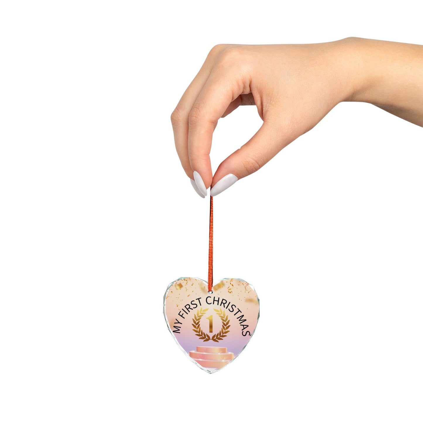 Heart-Shaped Crystal Ornament for Baby's First Christmas/ Holiday