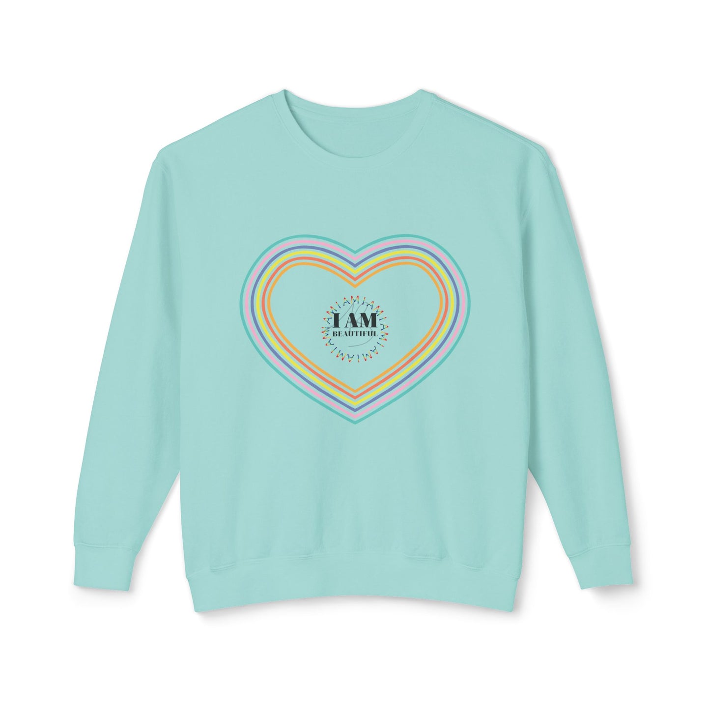 I am beautiful Colorful Rainbow Heart Crewneck Sweatshirt